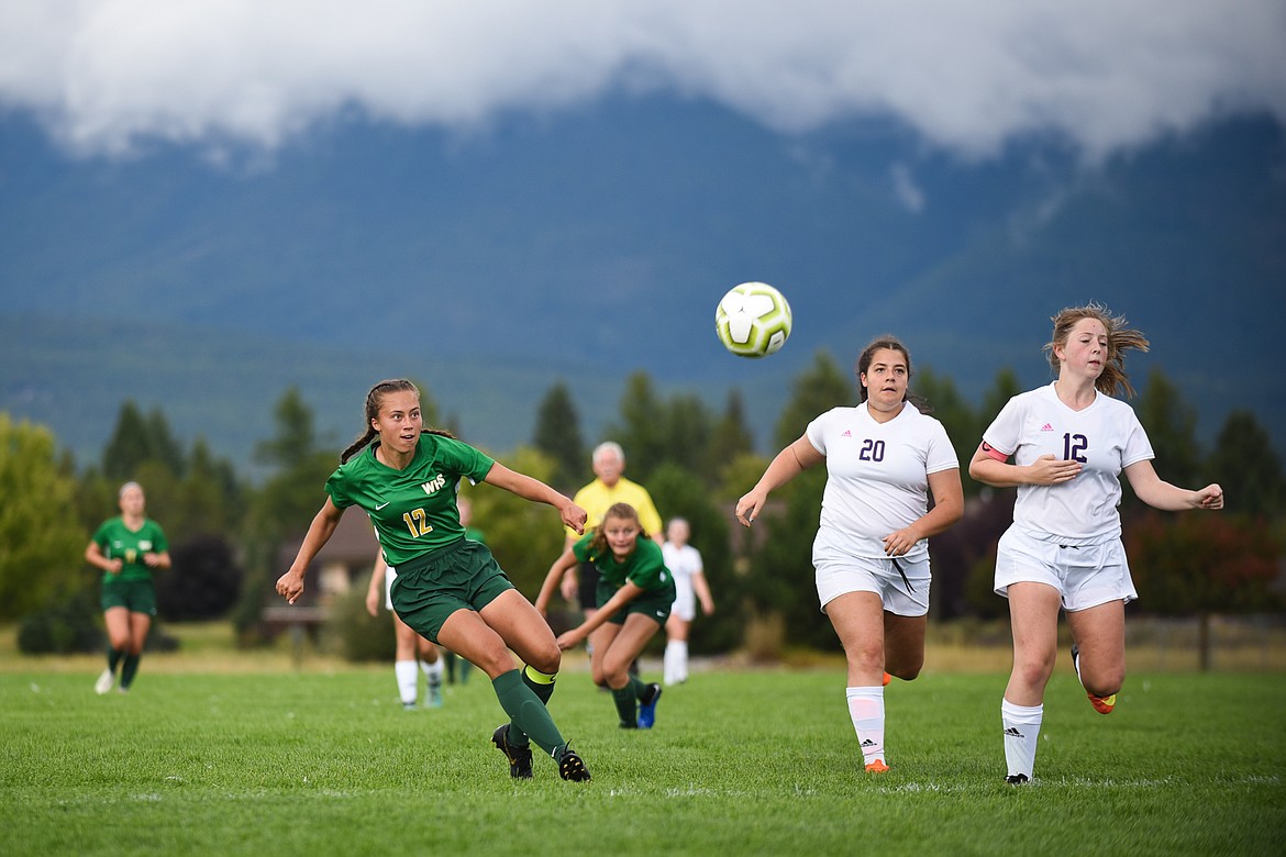 Anna Cook fires a shot against Polson last week at Smith Fields. (Daniel McKay/Whitefish Pilot)