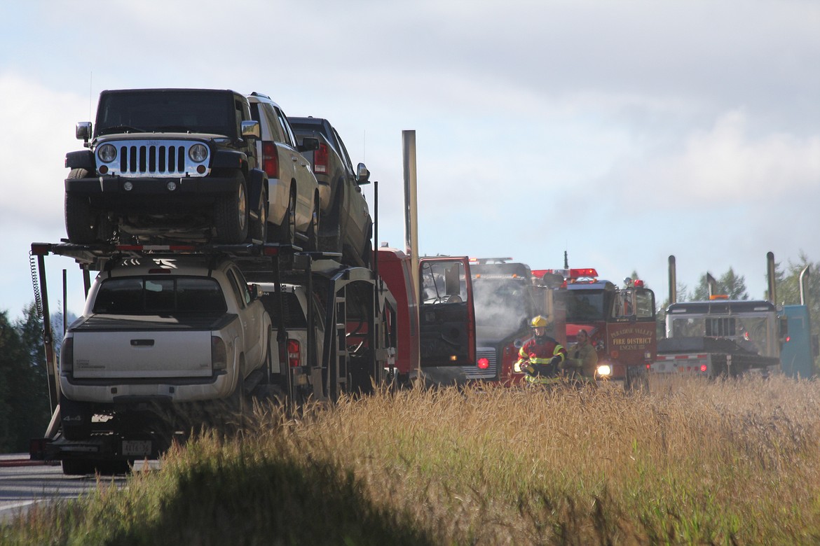 Photo by TONIA BROOKS
On Tuesday, Sept. 24, at 9:30 a.m., a tractor trailer was on fire near the top of Peterson Hill close to the safety turn-out area on U.S. 95. Traffic was stopped for a brief time and no injuries were reported.