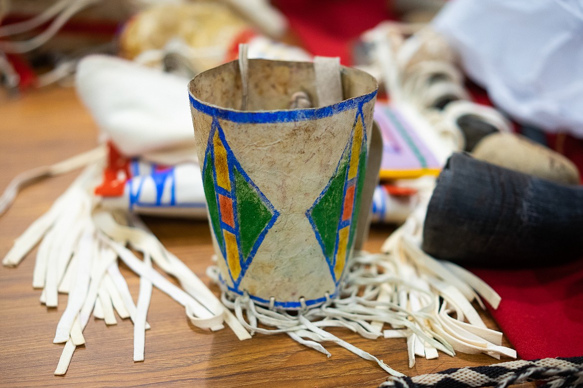 A berry picking basket, showed during a presentation by artist and elder Albertine Crow Shoe last week at Whitefish Middle School. (Daniel McKay/Whitefish Pilot)