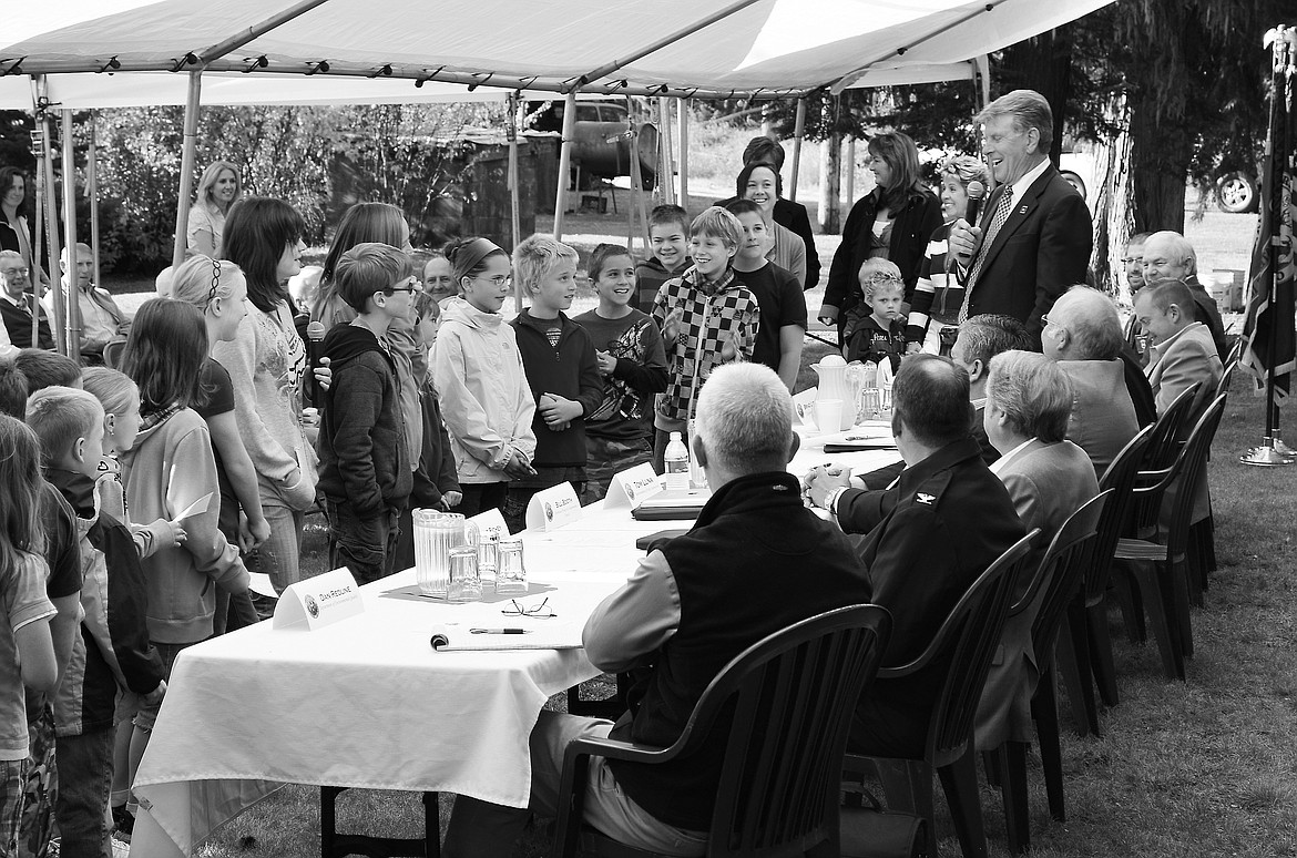 (File photo)
Idaho Gov. C.L. &#145;Butch&#146; Otter addresses a group of Priest Lake Elementary School students during a Capitol for a Day event in Nordman on Sept. 19, 2011.