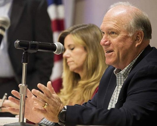 Jim Coleman with the Idaho Transportation Board answers questions about the status and improvement of state and local infrastructure during a 2016 legislative forum. Wednesday&#146;s forum will include such topics as Medicaid expansion and affordable housing. (PRESS FILE PHOTO)