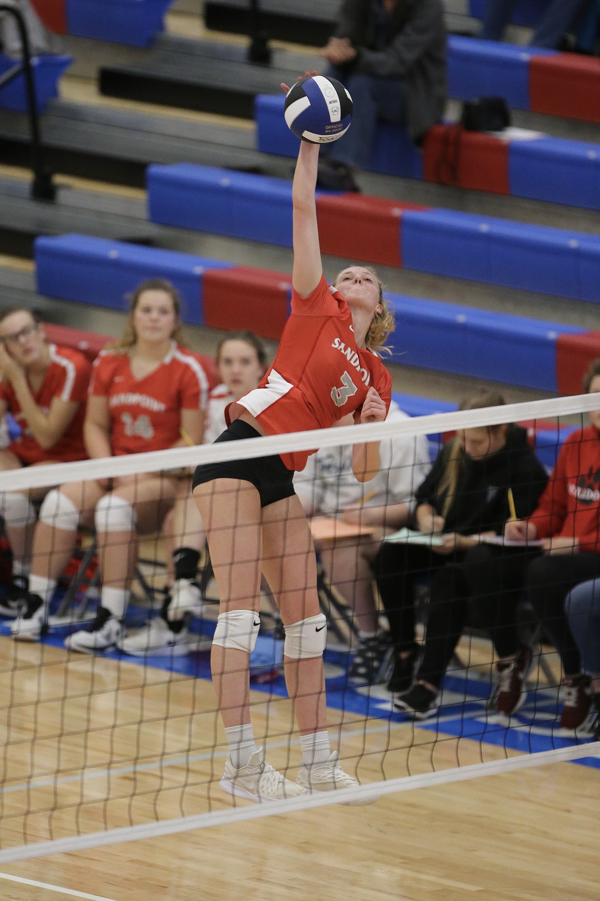 (Photo courtesy of JASON DUCHOW PHOTOGRAPHY)
Junior Gabby Hicks goes up for a kill during Sandpoint&#146;s match with Coeur d&#146;Alene on Tuesday night.