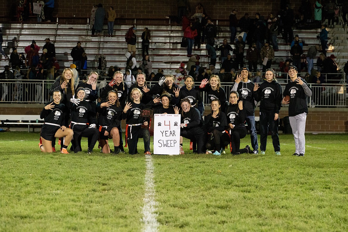 (Photo courtesy of JASON DUCHOW PHOTOGRAPHY)	
The senior class completed a four-peat of the homecoming flag football game Wednesday night.