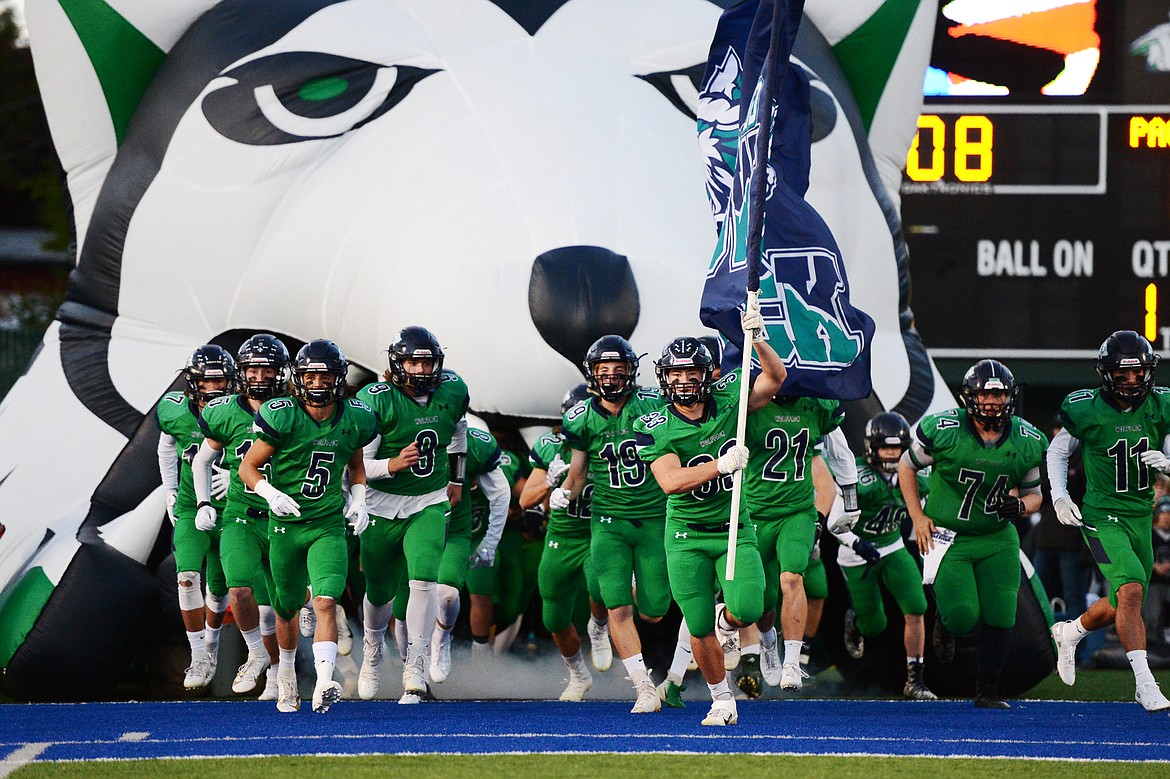 Glacier takes the field for a matchup with Missoula Hellgate at Legends Stadium on Friday. (Casey Kreider/Daily Inter Lake)