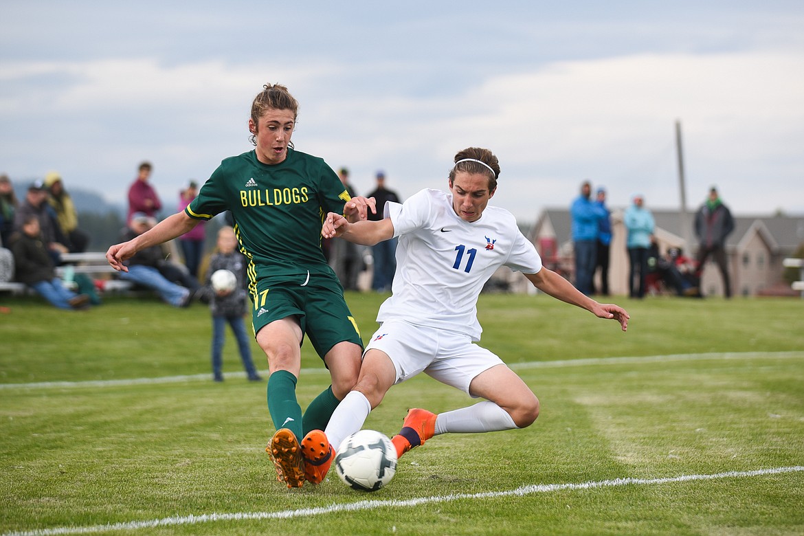 James Thompson fires a shot against heavy defense during a home battle with Bigfork. (Daniel McKay/Whitefish Pilot)