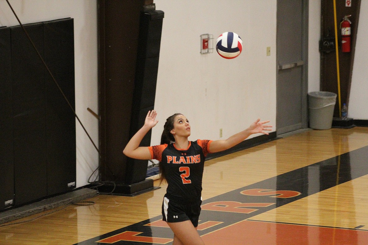 MIERA LOBERG serving during the Trotters game against Clark Fork, last Tuesday. (John Dowd/Clark Fork Valley Press)