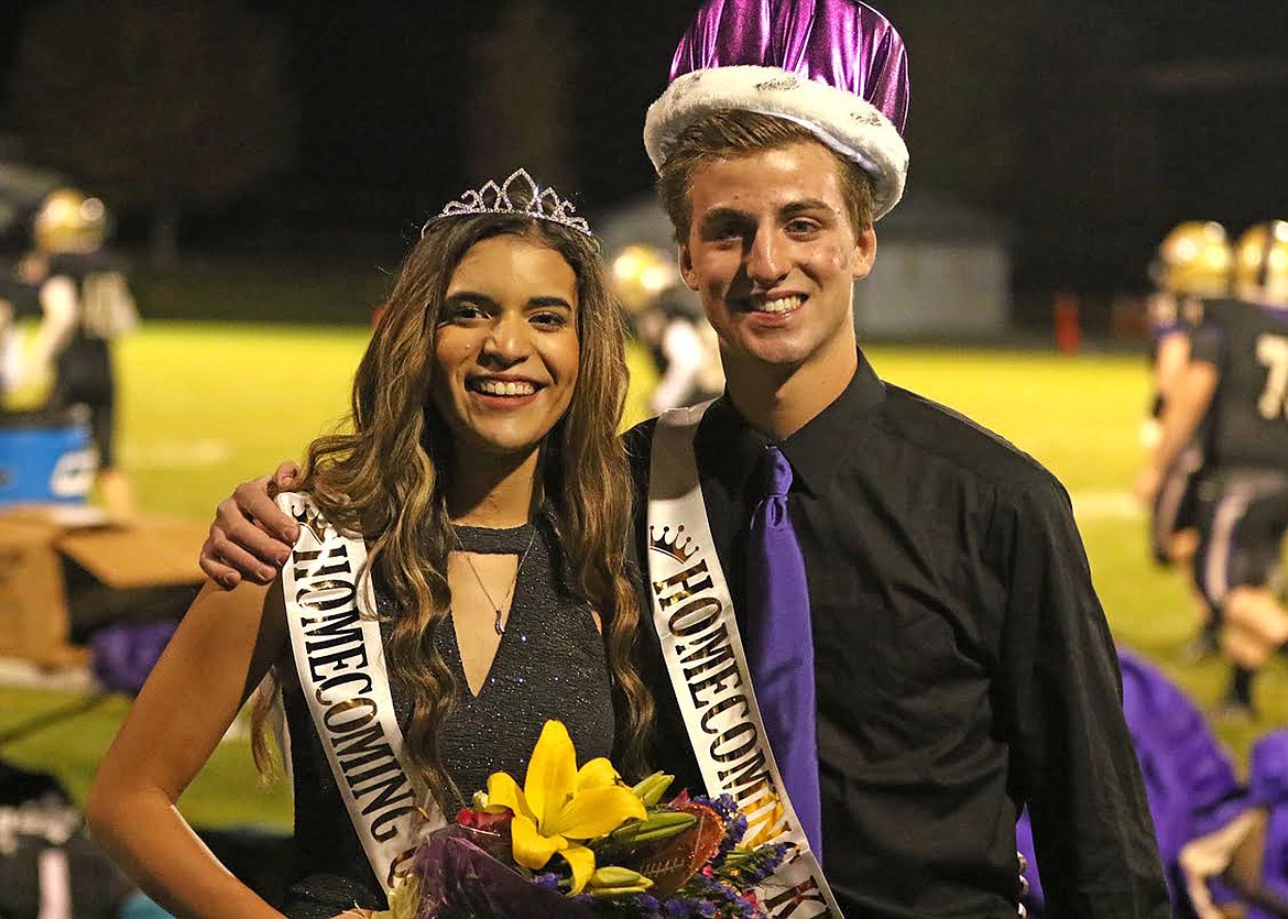 POLSON&#146;S GRACE Quinones and Davis Smith were crowned Queen and King at halftime of the Polson homecoming football game. (Photo by Bob Gunderson)