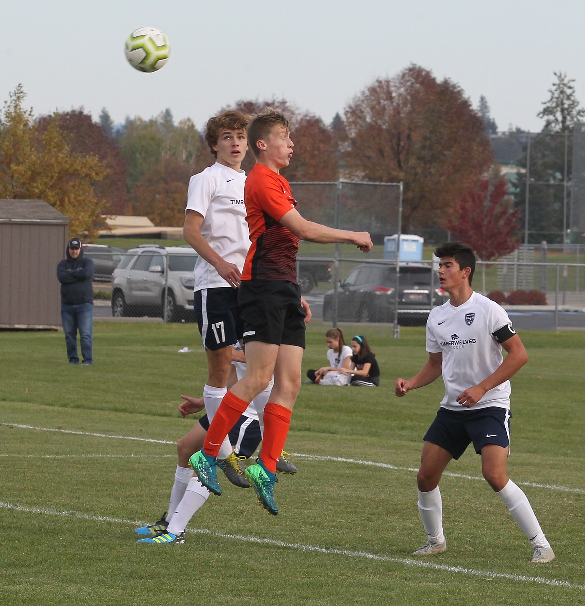 JASON ELLIOTT/Press 
Post Falls forward Carson Jacobsen deflects the ball away from the Lake City defense during the first half of Saturday&#146;s match.