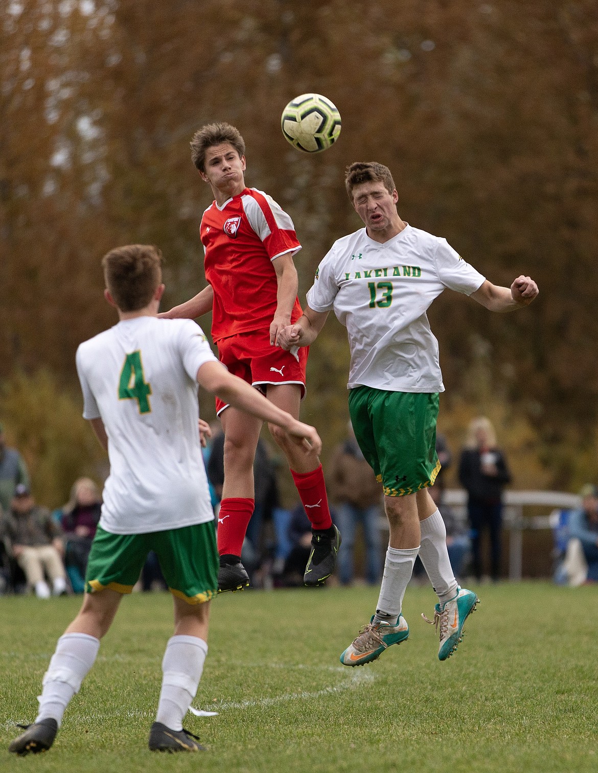 (Photo courtesy of JASON DUCHOW PHOTOGRAPHY)
Sophomore midfielder Evan Darling gets some air time while hitting a header during Tuesday's match.