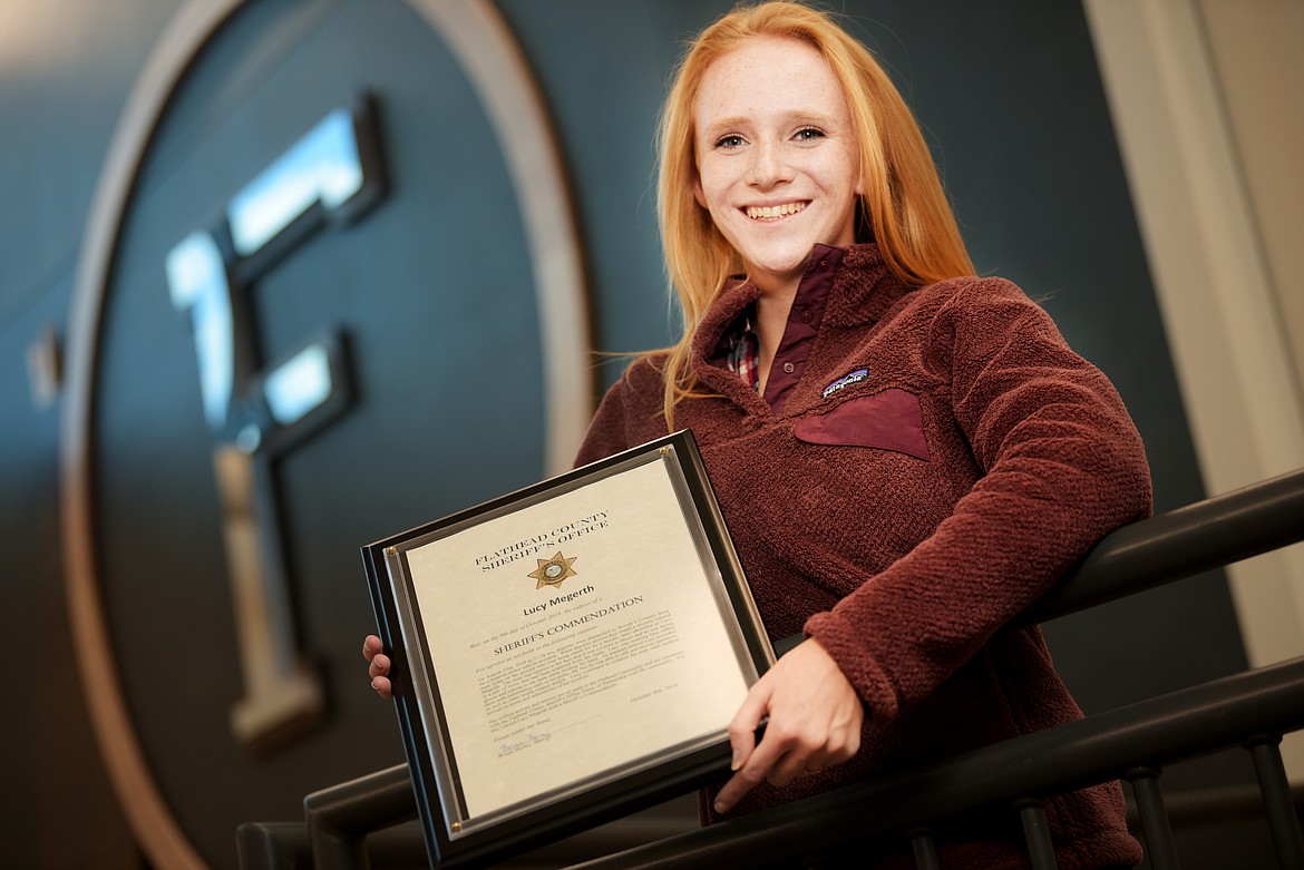 Portrait of Flathead High School student Lucy Megerth, who was recently awarded a commendation from the Flathead County Sheriff&#146;s Office for the assistance she gave at the scene of an accident on Aug. 23. (Brenda Ahearn/Daily Inter Lake)