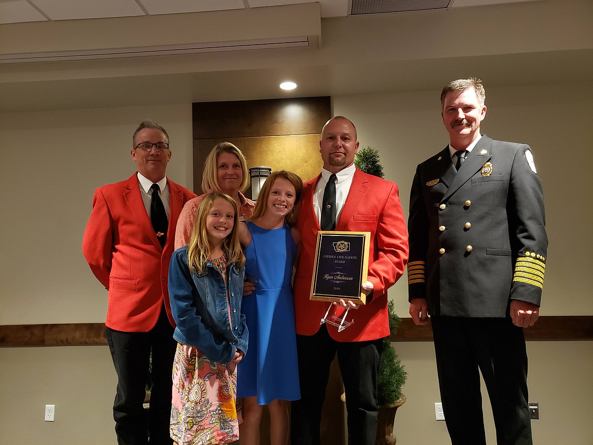 Ryan Andreessen received the Citizen Life Saving Award from the Montana Fire Chiefs Association earlier this month. Andreessen was credited with using the Heimlich manuever to save a child’s life while at a Polson restaurant. (Courtesy photo)