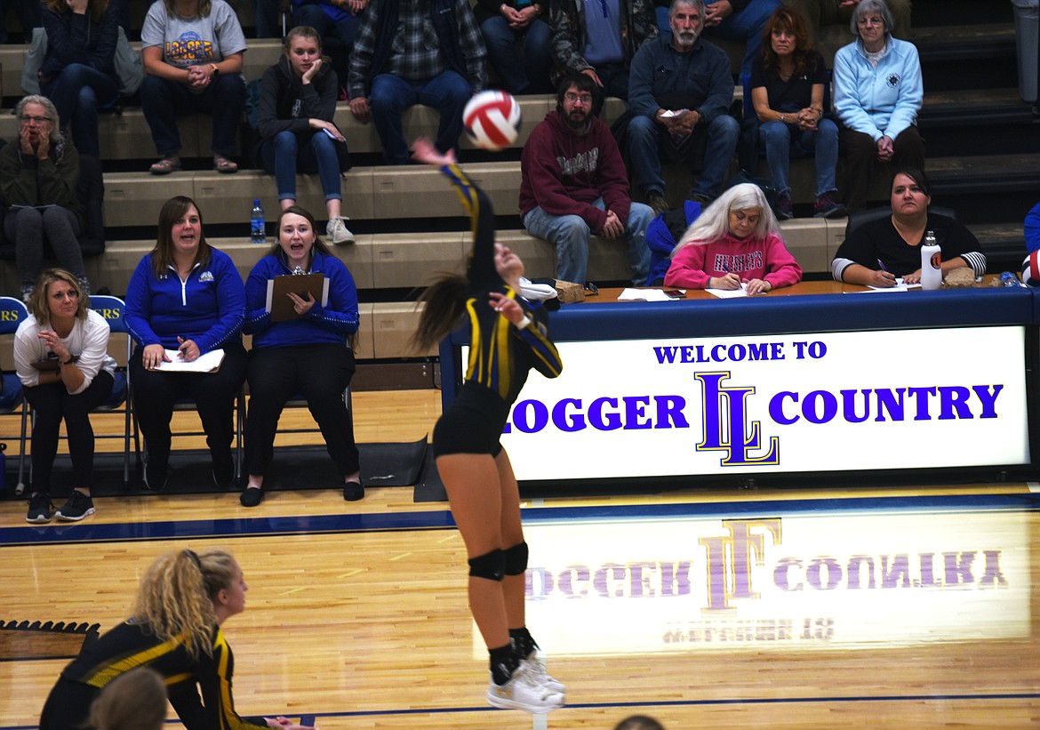 Julia Martineau, sophomore, fires back to Columbia Falls at home on Thursday. (Tana Wilson/The Western News)