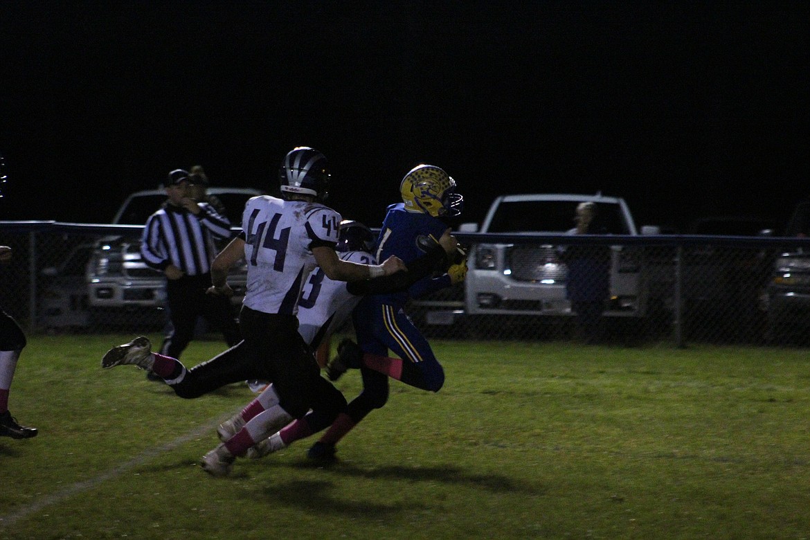 ROMAN SPARKS cutting through Charlo&#146;s defense last Friday. (John Dowd/Clark Fork Valley Press)