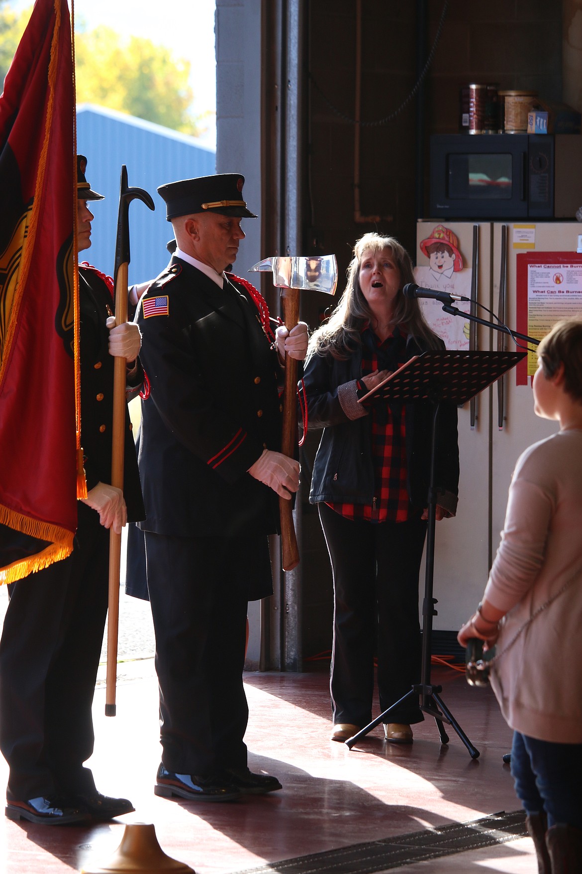 Photo by MANDI BATEMAN
Rebecca Huseby sang the National Anthem during the Fallen Firefighters Memorial.