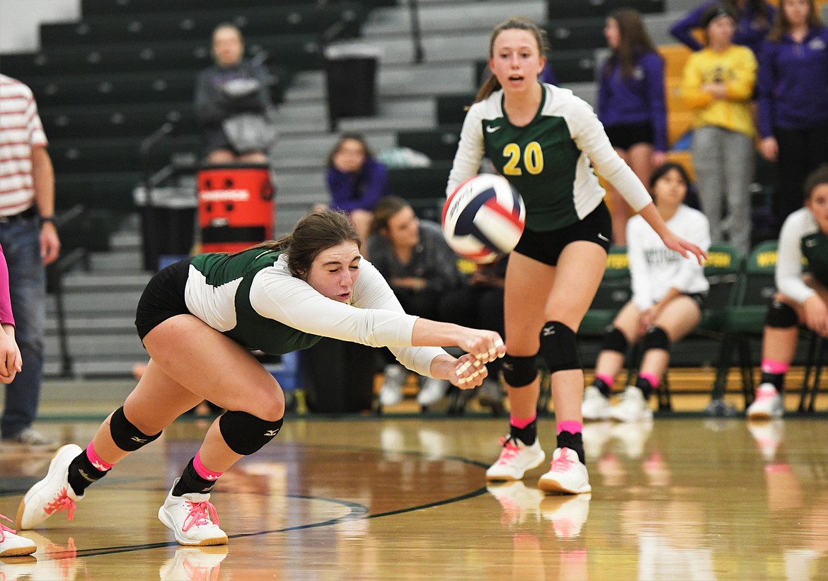 Luci Ridgeway stretches out for the dig during last Tuesday&#146;s home loss to Polson. (Jeff Doorn photo)