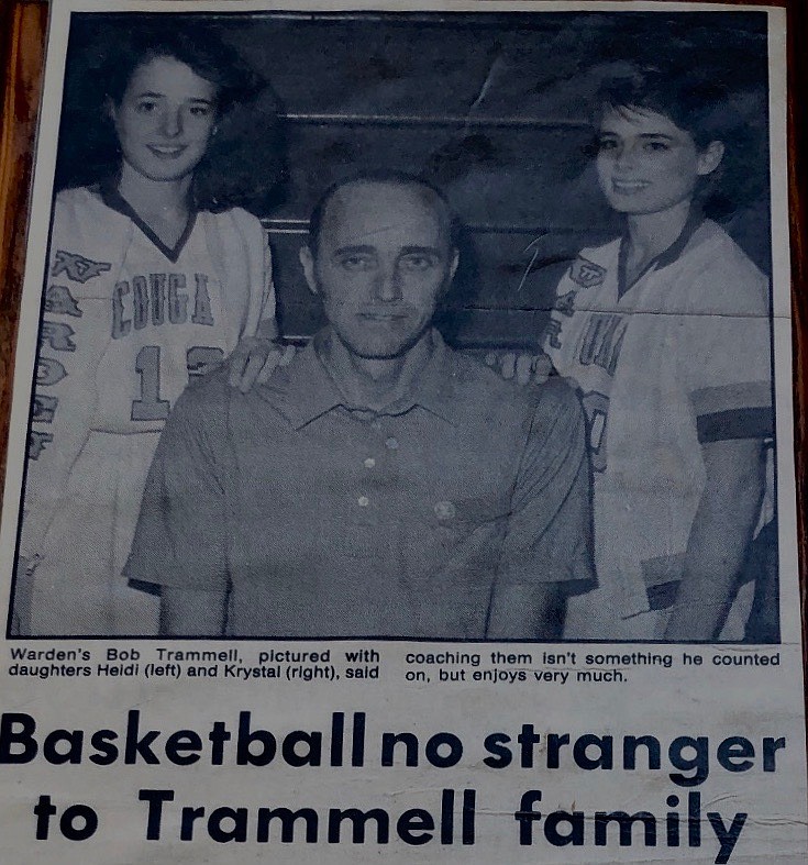 Courtesy Photo  
Bob Trammell is pictured with his daughters, Heidi and Krystal in a news article on the former Warden coach and his family.