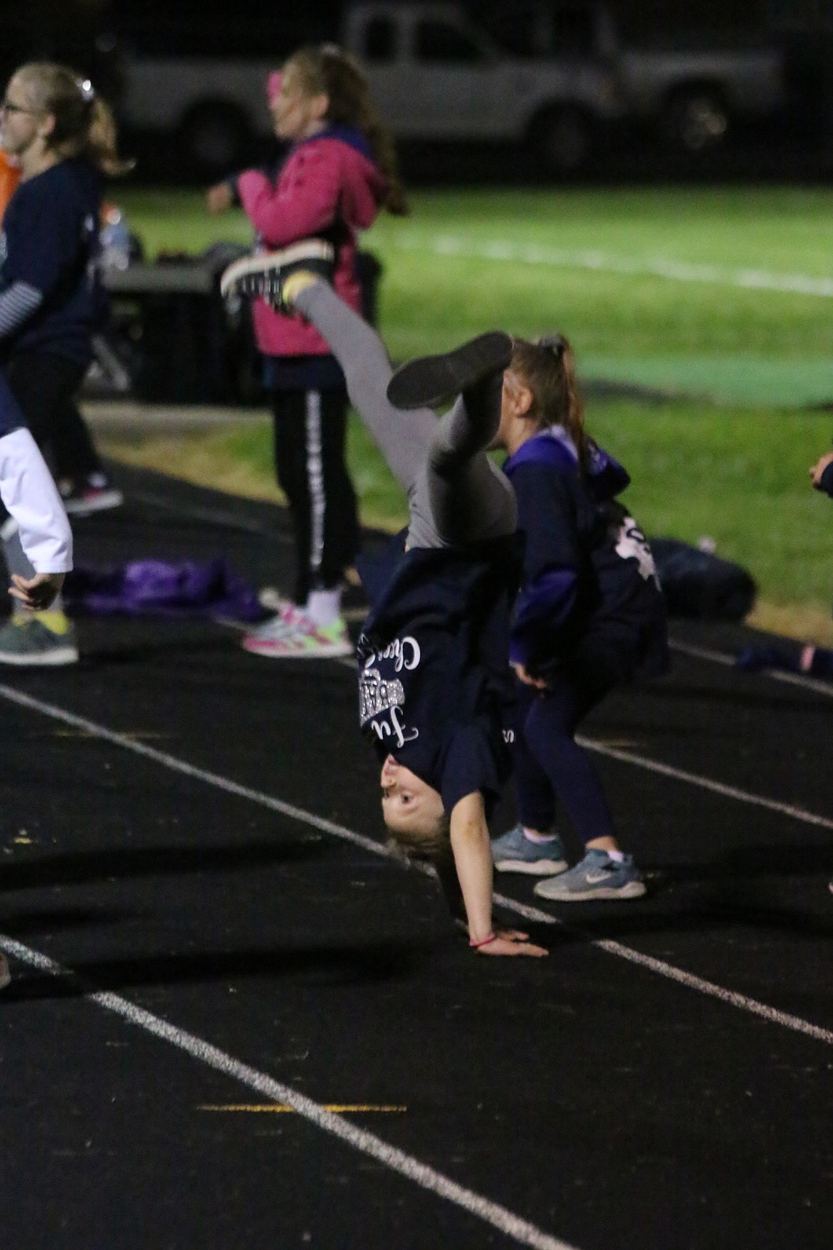 Photo by MANDI BATEMAN
The future cheerleaders learned how to do cartwheels.