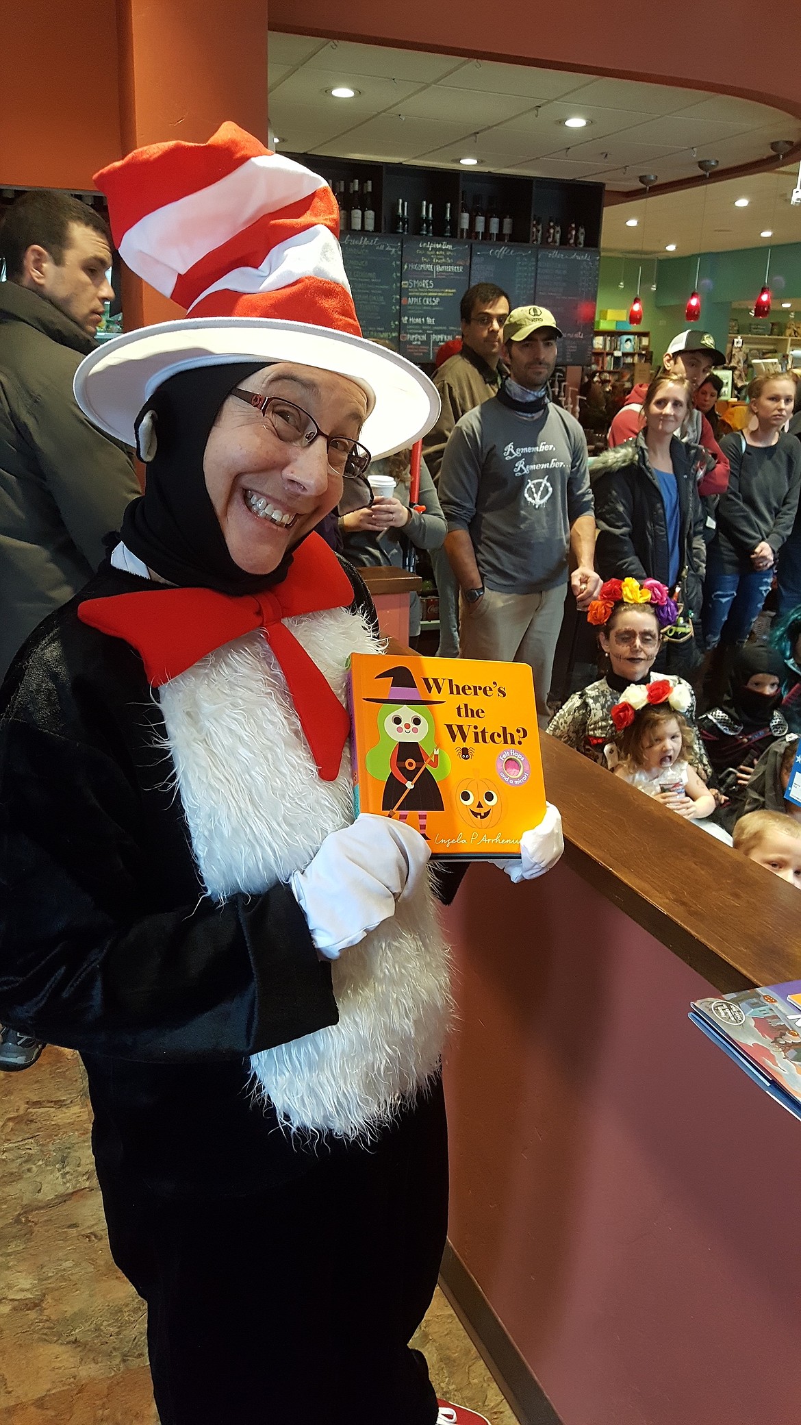 Courtesy photos
Melissa Demotte, owner of the Well-Read Moose Bookstore, is all decked out as the Cat in the Hat for the Trick-or-Treat for a Book Halloween Party.