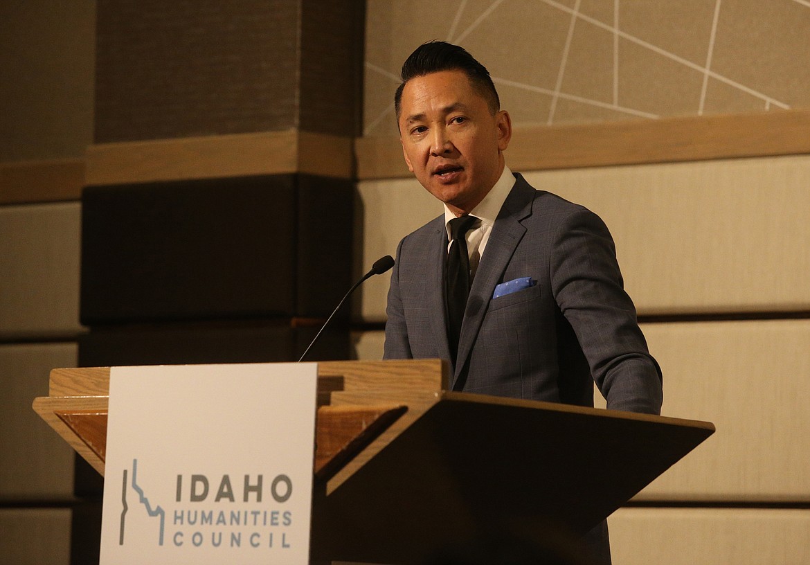 Photos: LOREN BENOIT/Press 
Pulitzer Prize-winning writer Viet Thanh Nguyen speaks at Friday night&#146;s North Idaho Distinguished Humanities Lecture at The Coeur d&#146;Alene Resort.