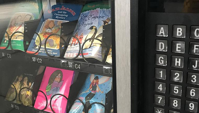 Sorensen School of the Arts and Humanities is hoping to add a book vending machine like this one to its campus to encourage young readers. If anyone has an old vending machine to donate or wants to help with the project, contact library manager Lisa Rakes at lrakes@cdaschools.org or at 208-664-2822. (Photo via CNN)