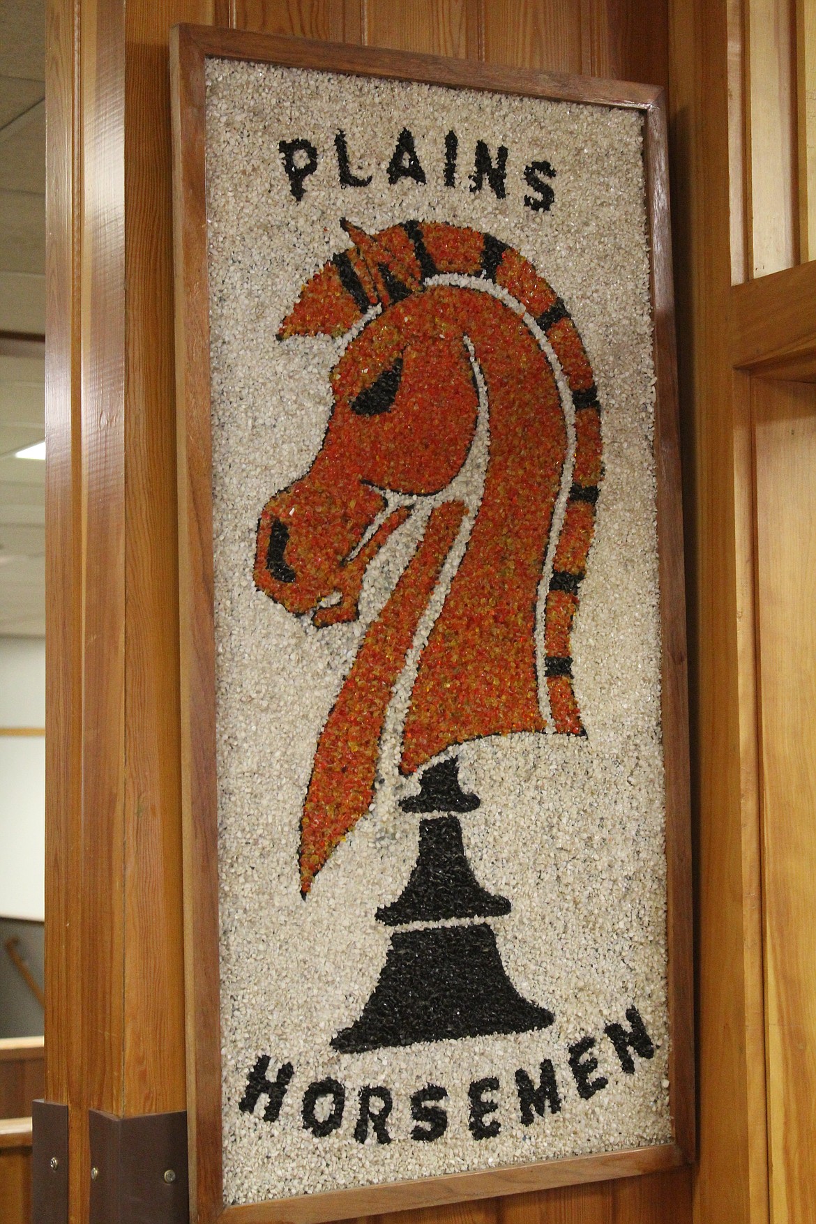 THE PALADIN symbol for Plains Schools, displayed in the main entryway to the school. (John Dowd/Clark Fork Valley Press)