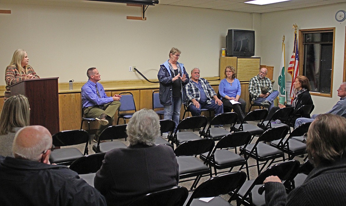 Photo by TONIA BROOKS
Debra Rauth, running for Moyie Springs City Council speaks at the Candidate Forum.