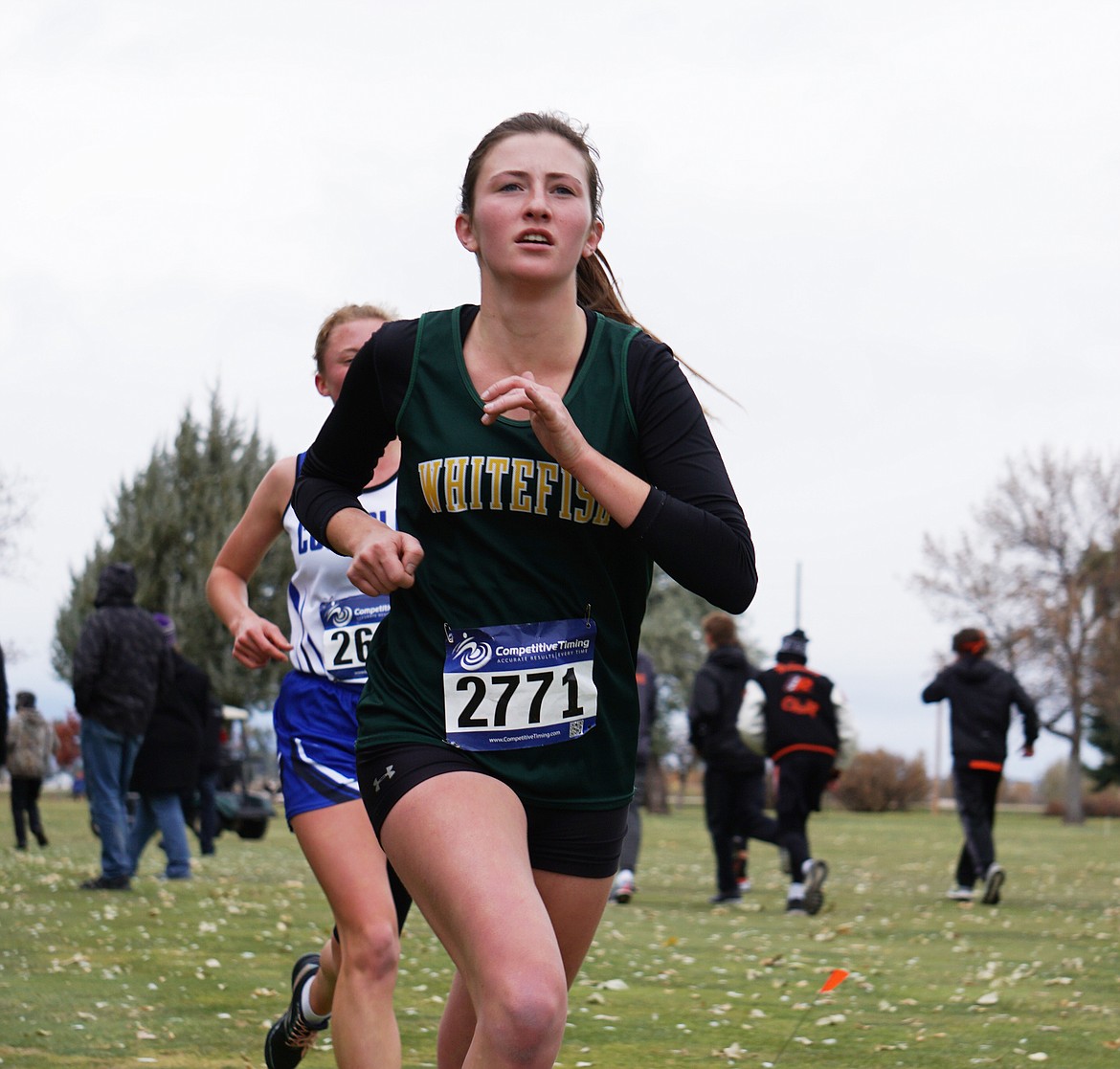 Josephine Vardell on her way to a third place finish with a time of 20:26.91 at the Western A Fall Classic in the Bitterroot. (Matt Weller photo)