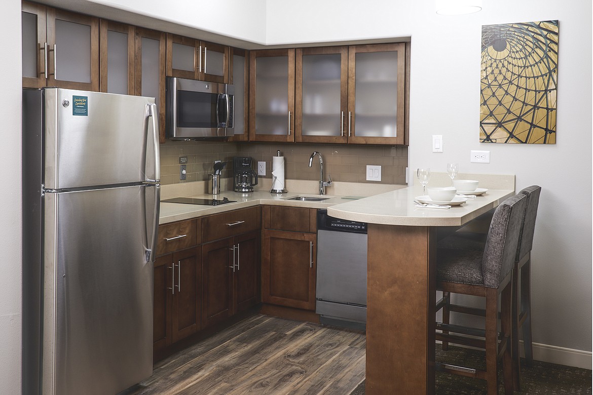 The kitchen in a suite at Staybridge Suites Hotel.