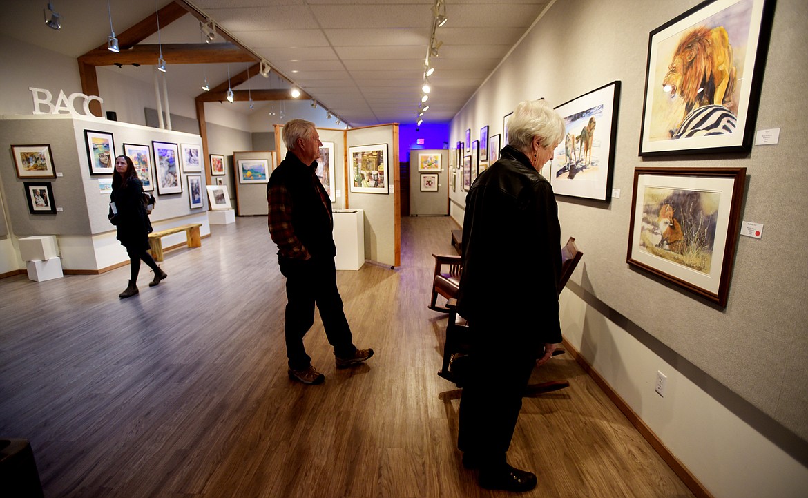 Visitors at the Bigfork Art and Cultural Center on Friday morning, October 25.(Brenda Ahearn/Daily Inter Lake)