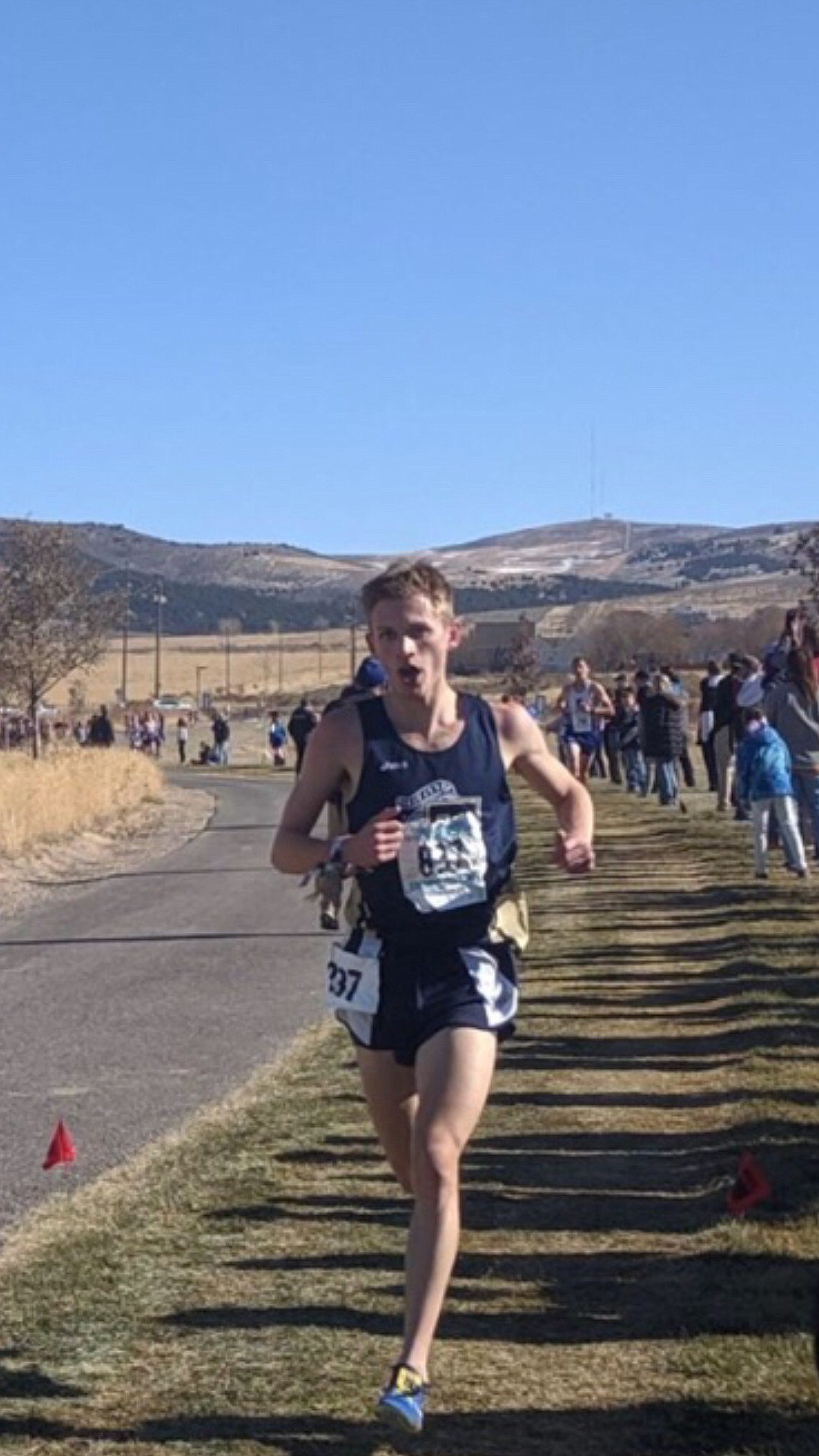 Courtesy photo
Timberlake senior Logan Hunt pulls away from the field during the state 3A boys cross country championship race last Saturday in Pocatello. Hunt was named the District 1 Boys Runner of the Year earlier this week.