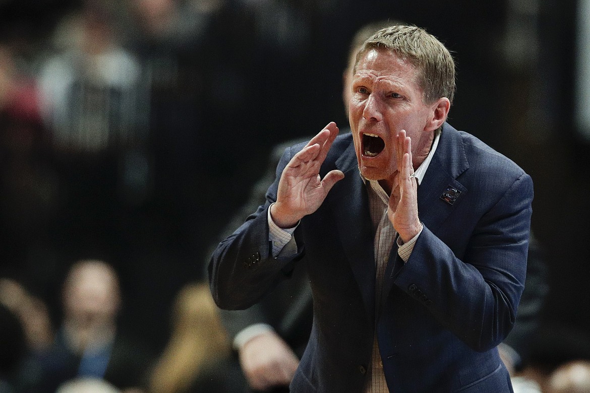 In this March 30, 2019, photo, Gonzaga coach Mark Few shouts to his team during the NCAA West Regional final against Texas Tech, in Anaheim, Calif.

AP Photo/Jae C. Hong, file