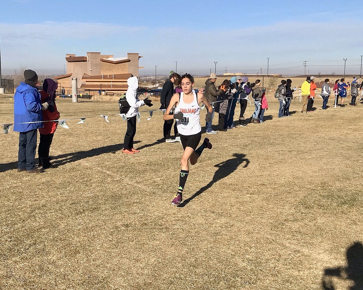 Photo courtesy of POST FALLS HIGH SCHOOL
Post Falls senior Sydney Shanahan finished second in the state 5A girls cross country race at the Portneuf Wellness Center in Pocatello, helping the Trojan girls to a fourth-place finish.