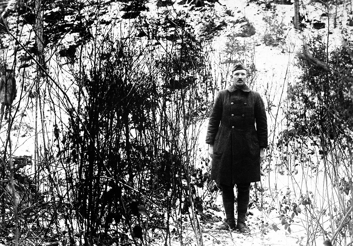 WIKIMEDIA COMMONS
Sgt. Alvin C. York, 328th Infantry, with seven other soldiers captured 132 German prisoners in 1918, shown in this photo on the hill in the Argonne Forest, France, where the action took place.