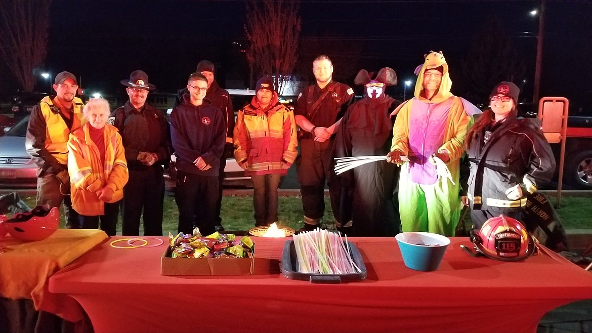 Photo by MANDI BATEMAN
First responders provided fun and treats for children on Halloween night at the Armory parking lot, complete with emergency vehicles with lights flashing.