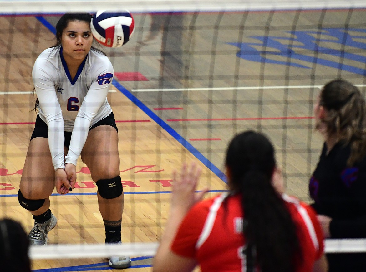 Angellica Street gets under a serve in the second set against Browning Saturday. (Jeremy Weber photo)