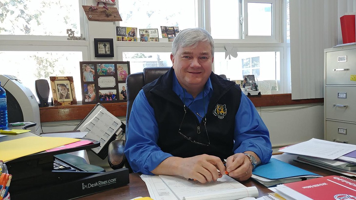 St. Regis Superintendent of Schools Joe Steele sits behind his desk. (Chuck Bandel/Mineral Independent)