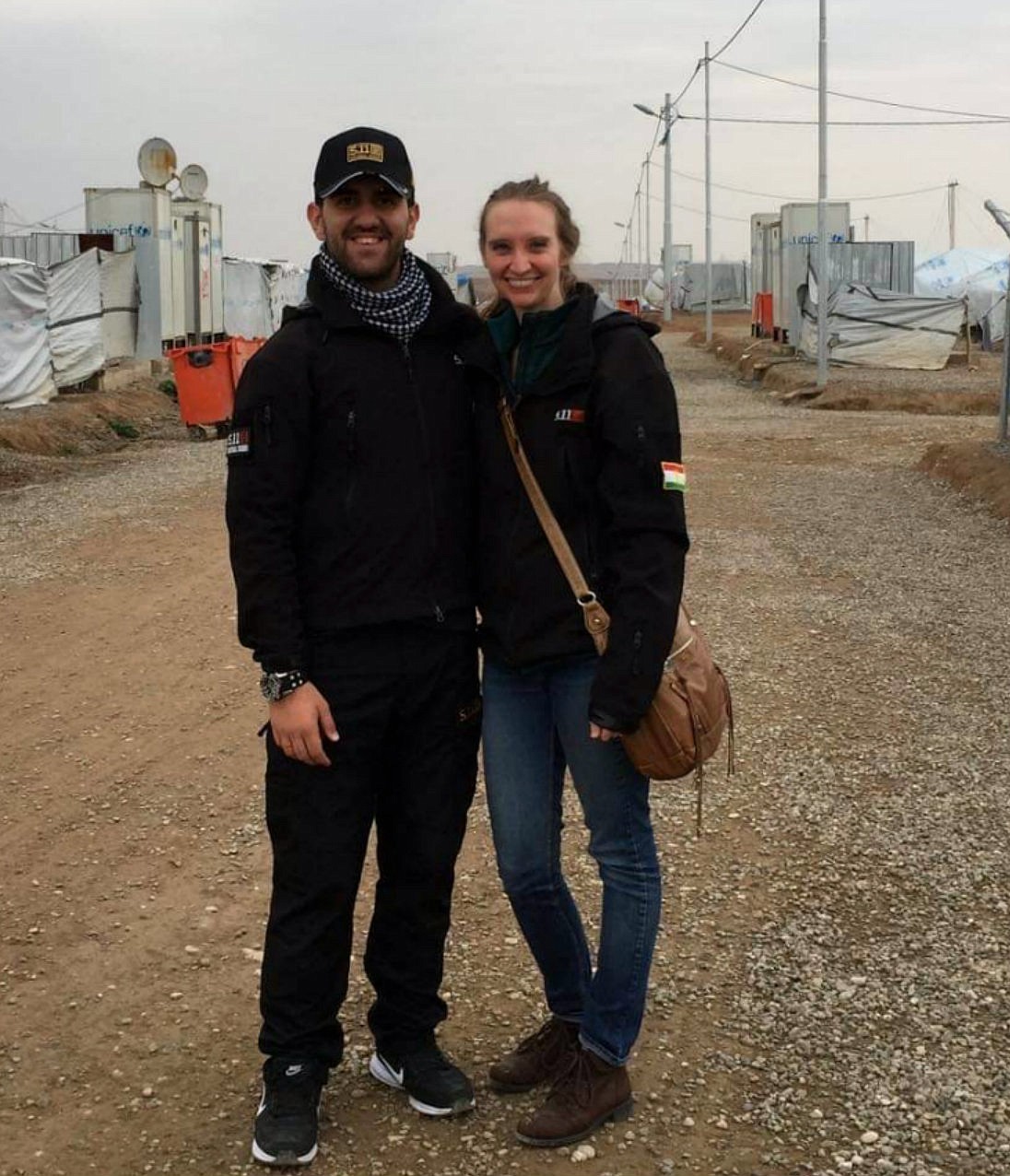 Ayad and Brittany Saleh stop for a photo while visiting a refugee camp in Iraq. The couple were not yet married, and Brittany, a nurse from Coeur d&#146;Alene who works at Kootenai Health, was on a mission helping in the intensive care unit of an emergency field hospital outside Mosul. (Courtesy photo)