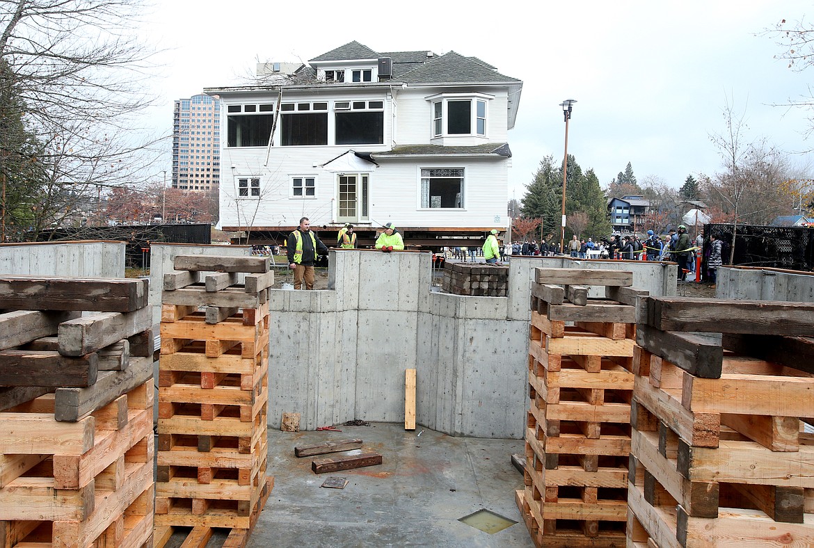 The J.C. White House nears its new location. The estimated cost for Phase I is $4.5 million, which includes building the foundation, moving the house, winterization, and renovations to the house. (LOREN BENOIT/Press)