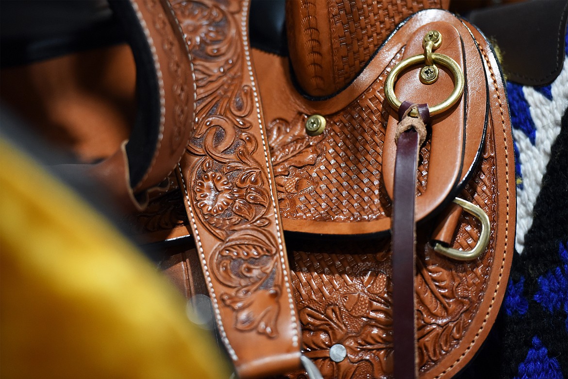Detail of one of the saddles for sale at Lazy R&amp;R Ranch Supply  in Kalispell.