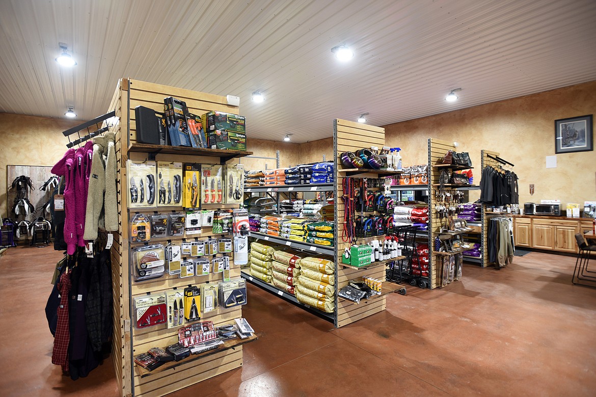 Rows of supplies and apparel inside Lazy R&amp;R Ranch Supply, recently opened by Randy and Renee Downing on their West Valley property.