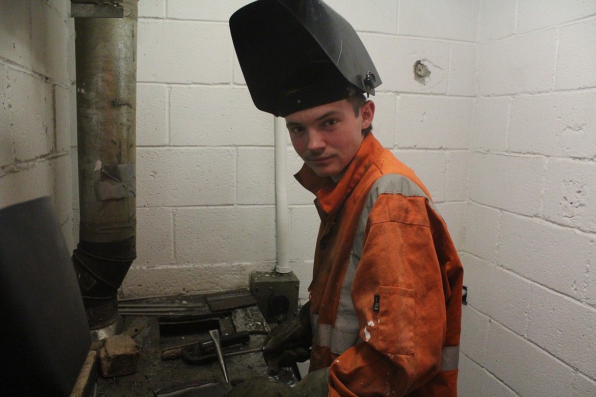 PETER CAREY is a junior and second-year welding student. He is 16, and is planning to go into the U.S. Marines after graduating. (John Dowd/Clark Fork Valley Press)