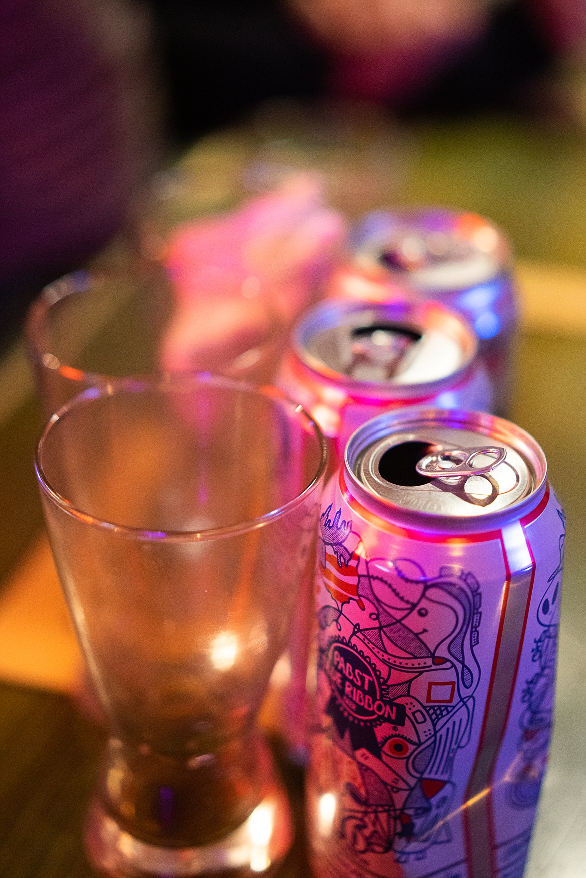 Empty glasses and cans line up on a table during the Great Northern Bar and Grill&#146;s 100th anniversary celebration on Saturday. (Daniel McKay/Whitefish Pilot)