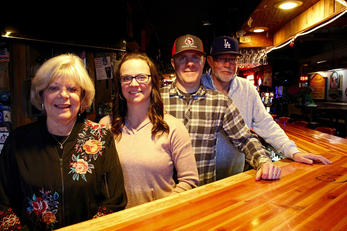 From left to right, Kathy McGrath, Katie Rommereim, Scott Larkin, and Doug Rommereim have been running the Great Northern Bar and Grill as a team for the past few decades. (Kianna Gardner/Daily Inter Lake)