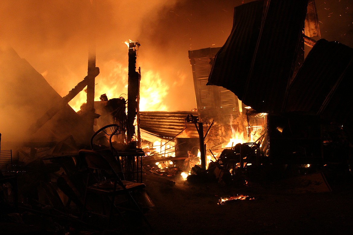 What remained of the main living trailer after the fire had died down a bit.