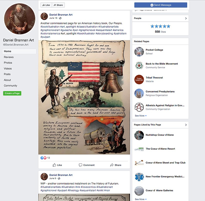 Dan Brannan of Hayden created artwork for a history book tentatively titled &quot;Our History&quot; before posting his work on Facebook. Brannan has come under criticism for creating a racist image that was mailed to area residents. (Photo taken from Facebook)