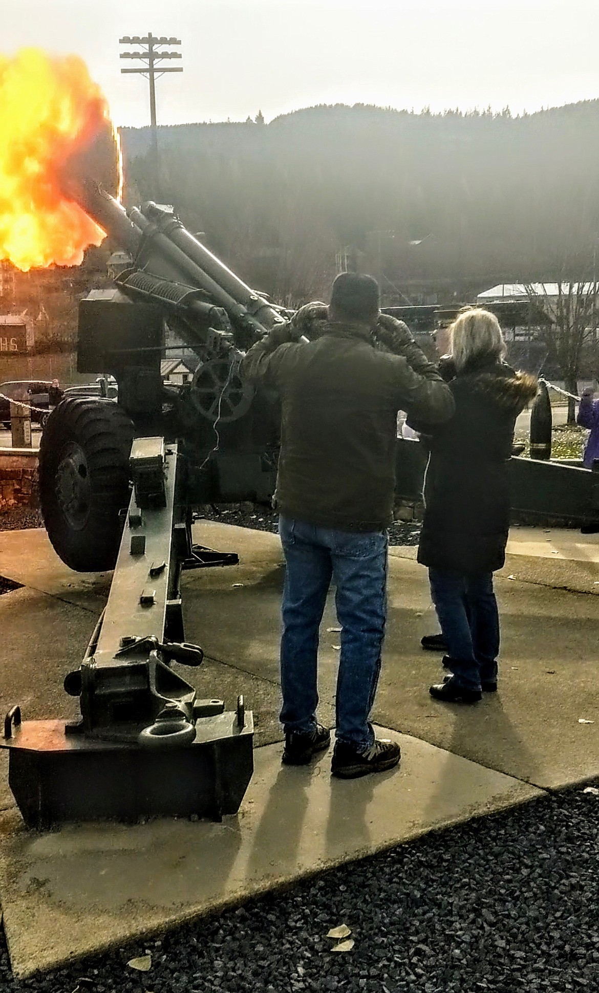 Photo by CHANSE WATSON
The now annual tradition of firing off the Howitzer Cannon at the conclusion of the memorial service once again treated spectators to a gratuitously loud BOOM.