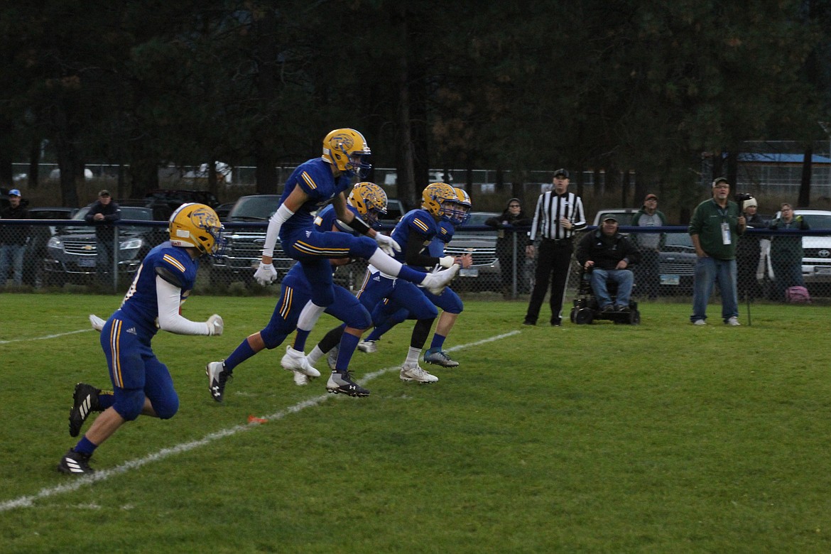 THOMPSON FALLS&#146; Carson Alexander kicks off during the Thompson Falls vs. Flint Creek game Saturday, Sept. 27. (John Dowd/Clark Fork Valley Press)