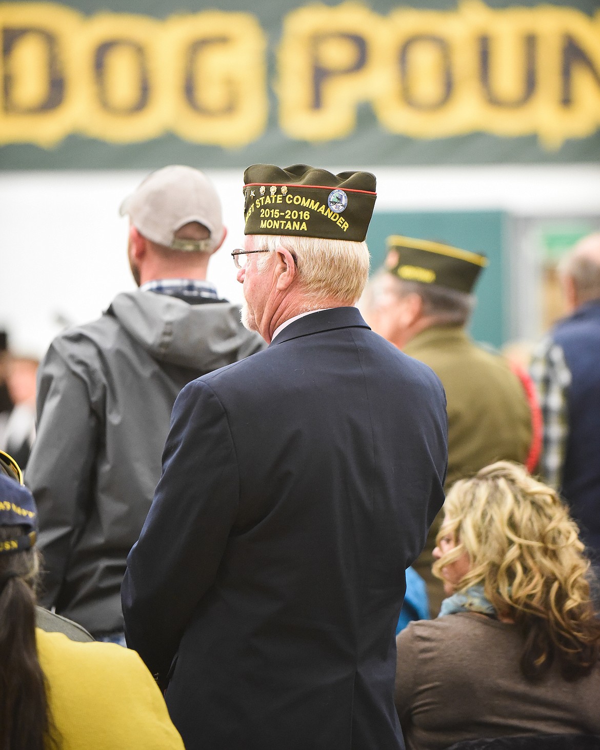 Veterans stand for the Armed Forces Salute during Monday&#146;s Veterans Day Assembly at Whitefish High School. (Daniel McKay/Whitefish Pilot)