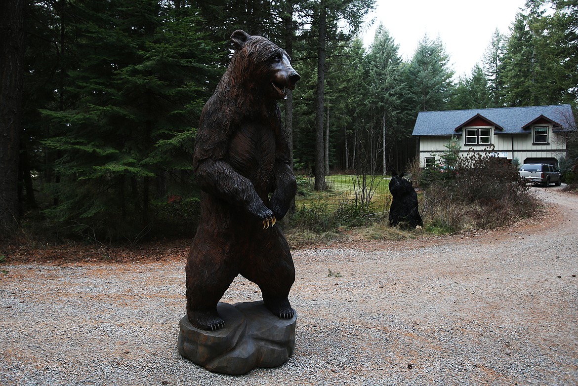 The first major art piece to come out of sculptor Jeff May&#146;s new studio is this towering grizzly bear carved from his neighbor&#146;s ponderosa pine tree. (LOREN BENOIT/Press)