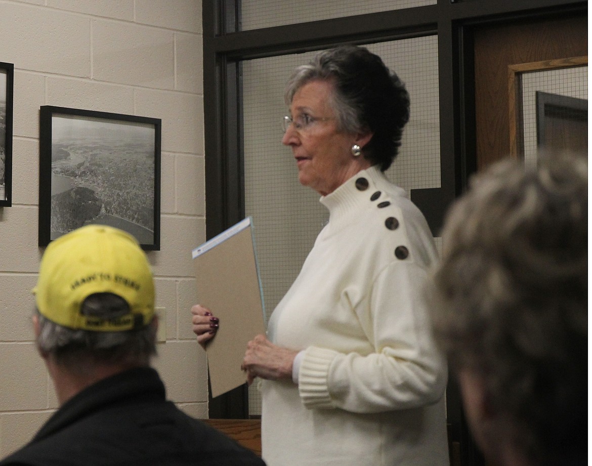 Former Coeur d&#146;Alene Mayor Sandi Bloem spoke her peace during Tuesday night&#146;s Arts Commission meeting at City Hall. Residents took the public comment portion of the evening&#146;s agenda to voice concern, anger and support toward the volunteer commission. (CRAIG NORTHRUP/Press)